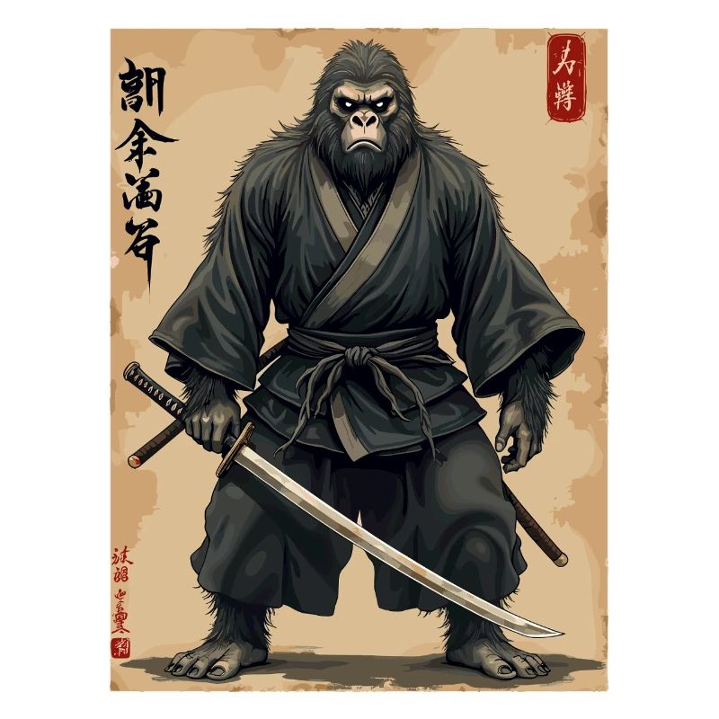 Gorilla Samurai mit Katana