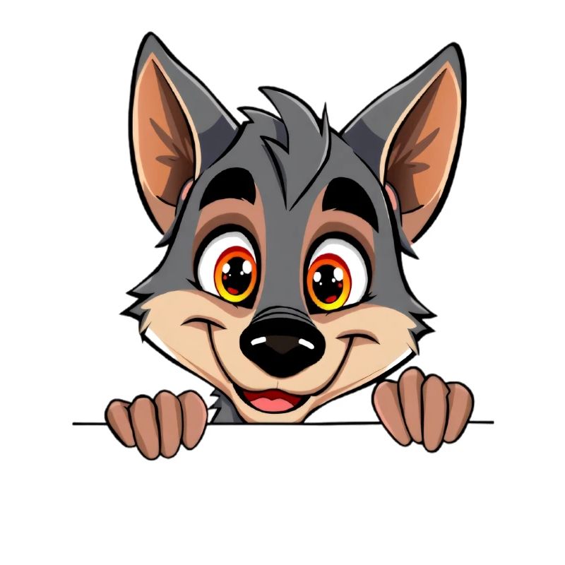 Cuddly wolf looking over edge