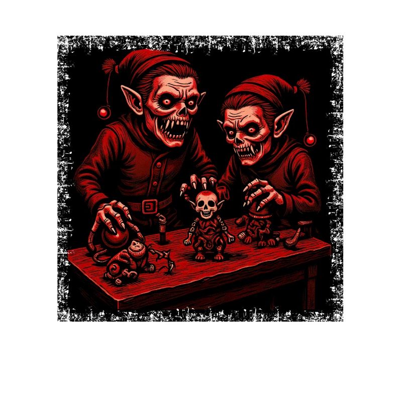 Creepy Christmas Zombie Elf Skeleton Horror