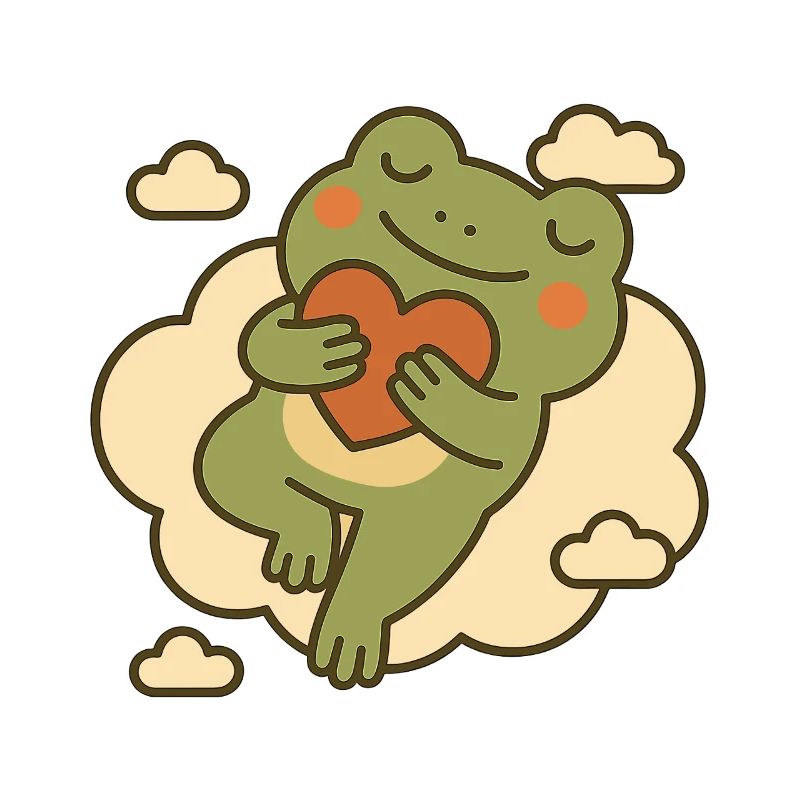 Frog with Heart on Cloud – Love & Tranquility