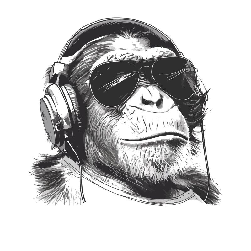 Monkey DJ avec casque
