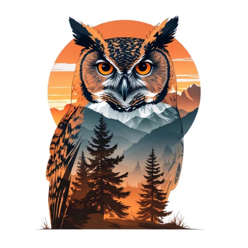 Weise Eule im Abendlicht