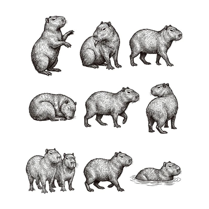 Silhouettes de capybara dans la conception forestière