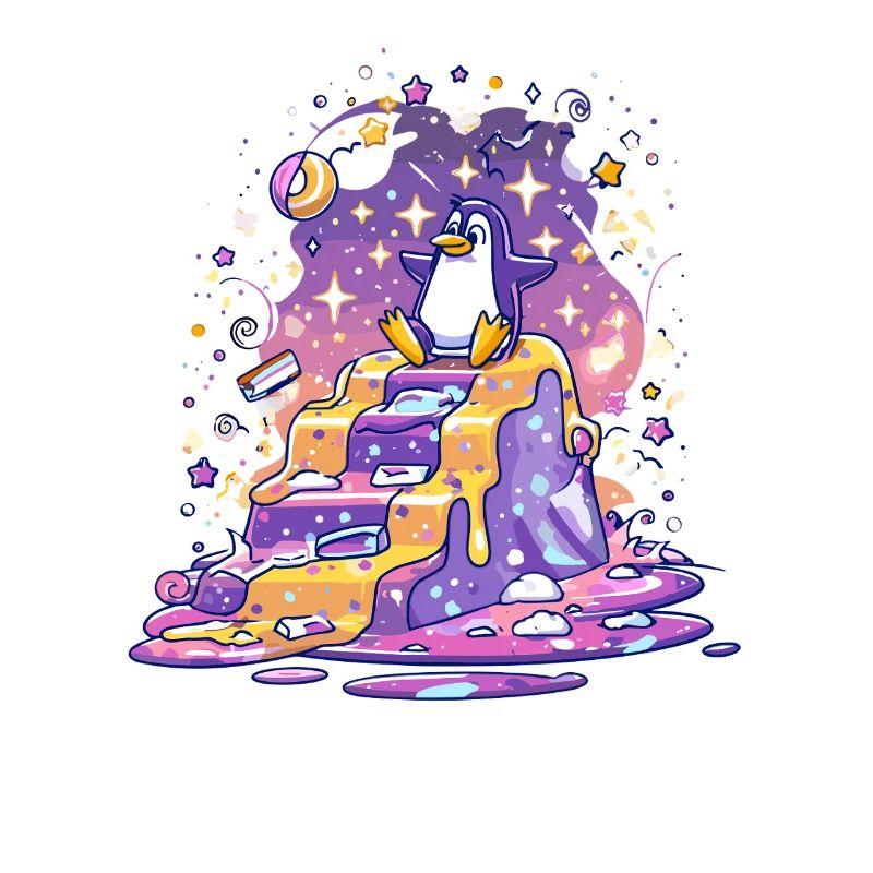 Penguin on star steps