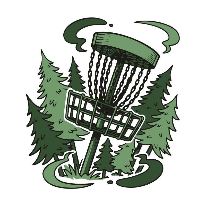 Panier de disc golf dans la forêt Scène drôle de disc golf