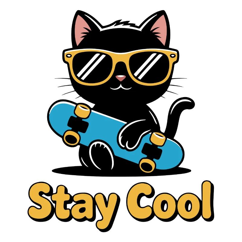 Chat patineur Reste Cool