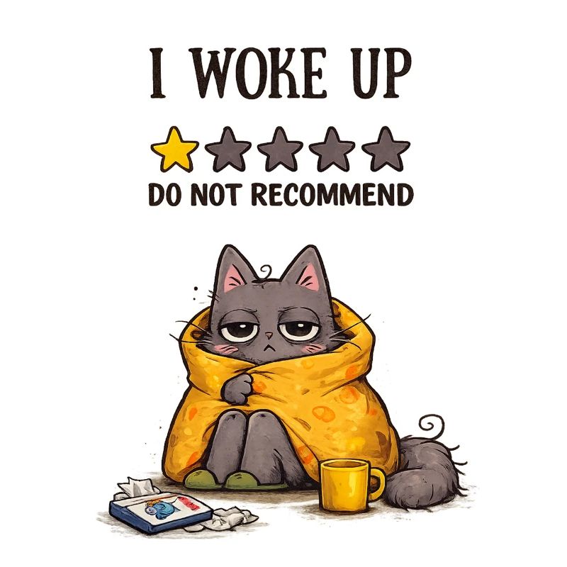 Je me suis réveillé – Je ne recommande pas (chat fatigué)
