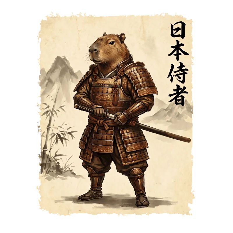 Samurai, Capybara, Japanese Art, Anime
