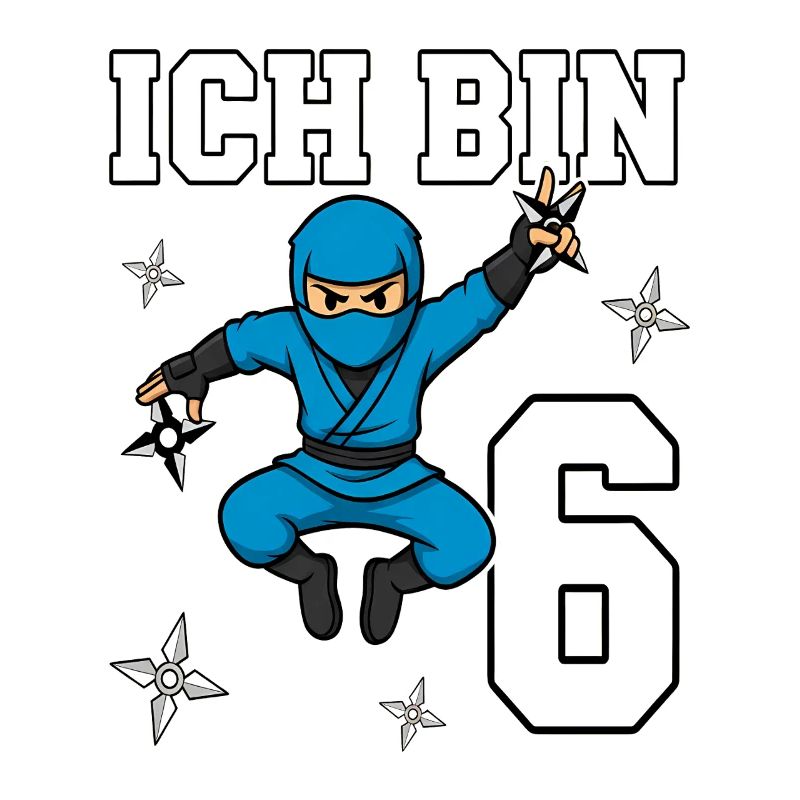 I'm 6 Ninja 6th Birthday Blue Karate
