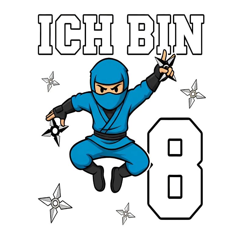 Ich bin 8 Ninja 8. Geburtstag blau Karate