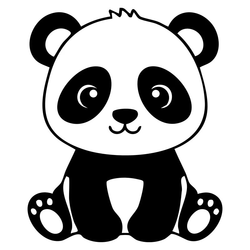 Bébé Panda mignon – Noir & Blanc