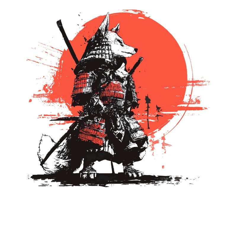 Fox Samurai in Red Sun Armor
