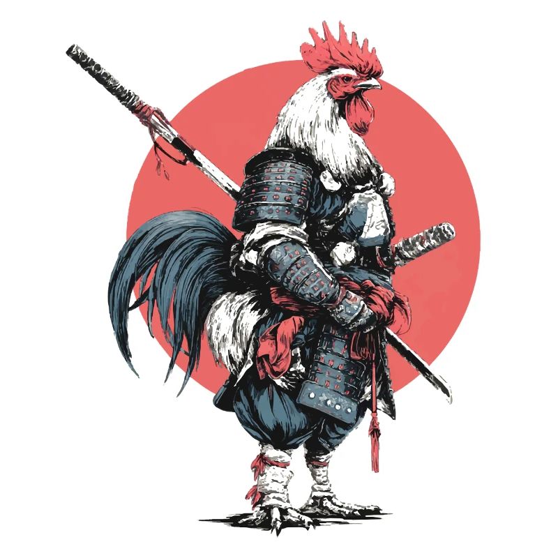Hahn-Samurai in Rüstung