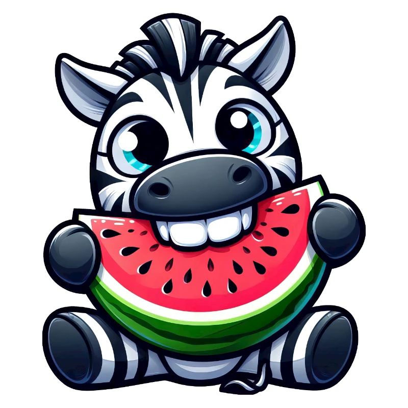 Mignon zèbre dessin animé pastèque fruits d’été