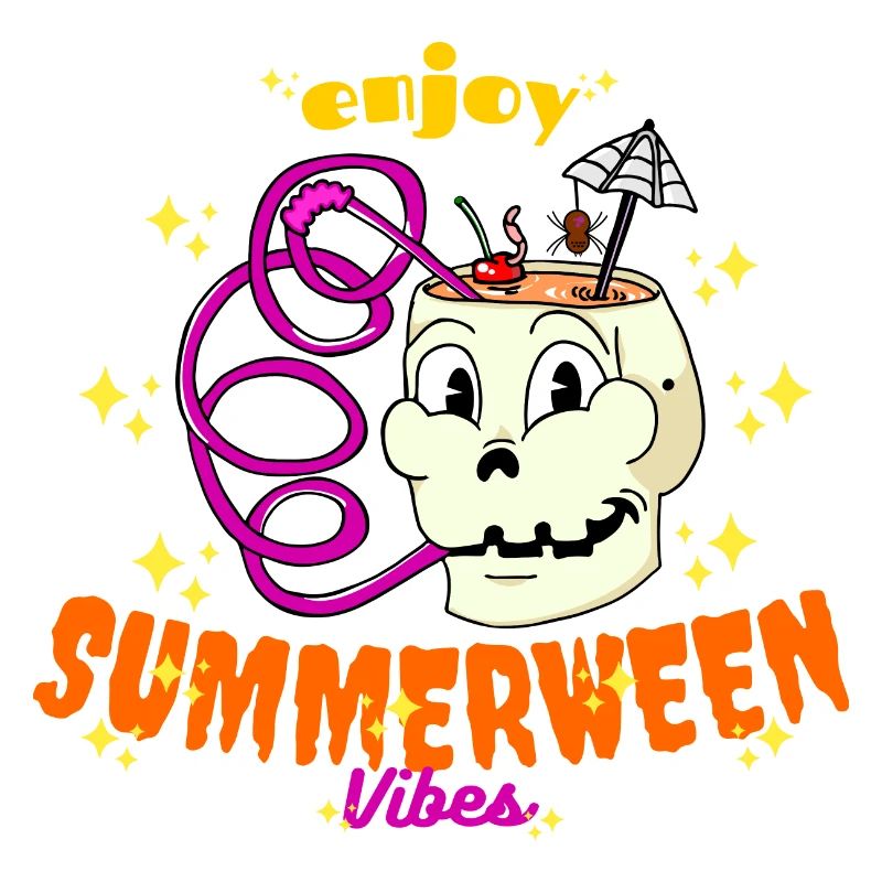 Profitez de Summerween Vibes Funny Summer Skull Drink
