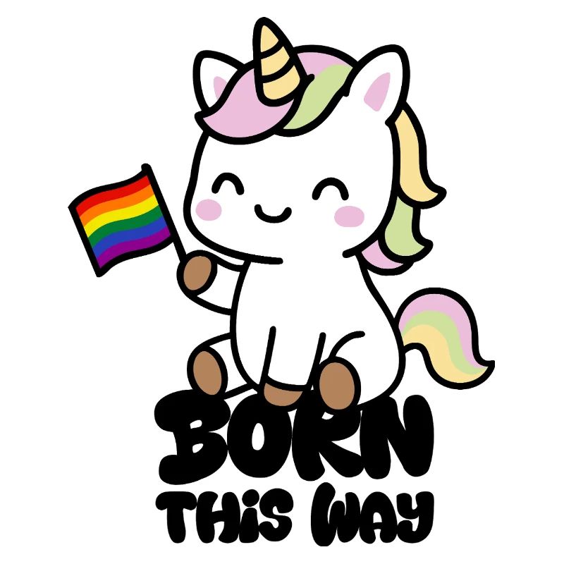 Kleines Einhorn mit Regenbogenfahne "Born this Way
