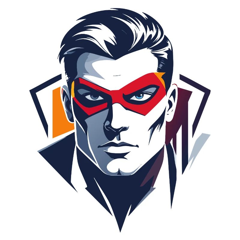 Heldenportrait Rote Maske Comic Superheld Zeichen