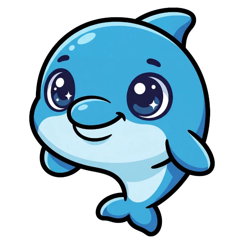Laughing Dolphin Cartoon Blue