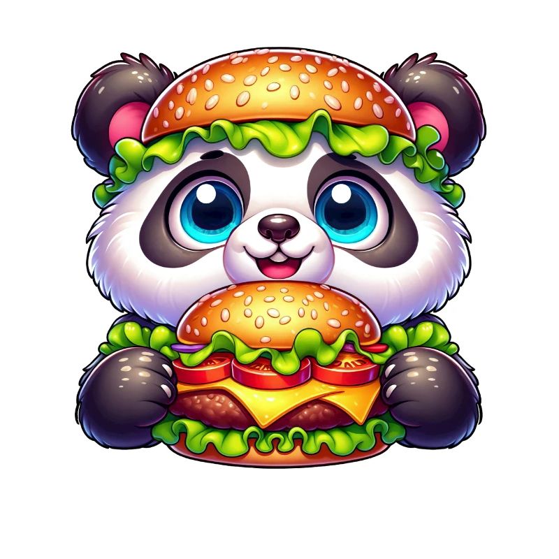 Fantaisiste panda burger drôle restauration rapide design