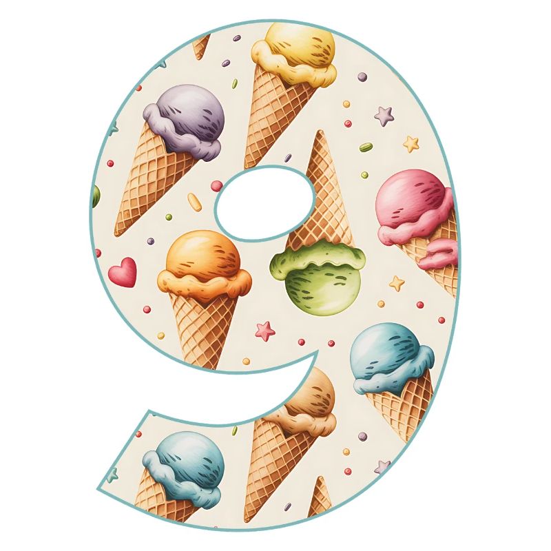 EISCREME NUMMER 9 JAHRE EIS 9. GEBURTSTAG