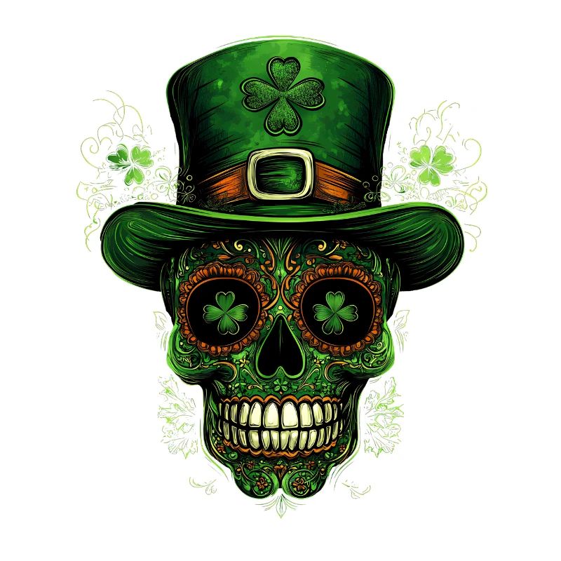 St Patrick Day Skull Skull Shamrock Ireland