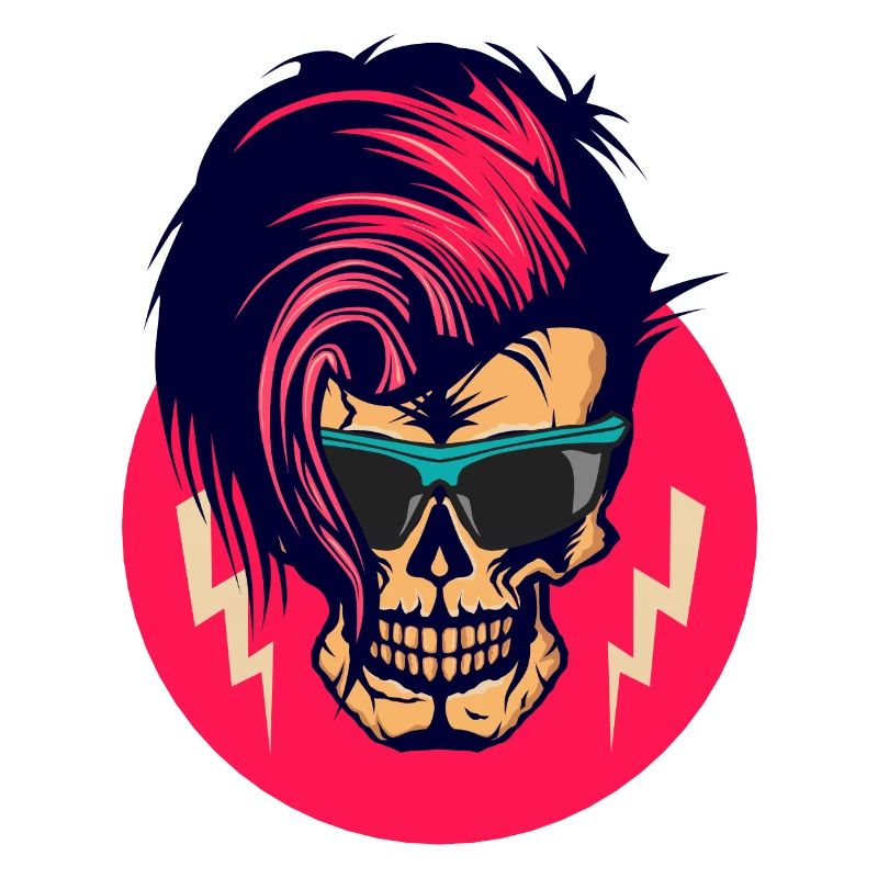 Kopf des Todes Hipster Punk Schädel Schädel Eclair Frisur