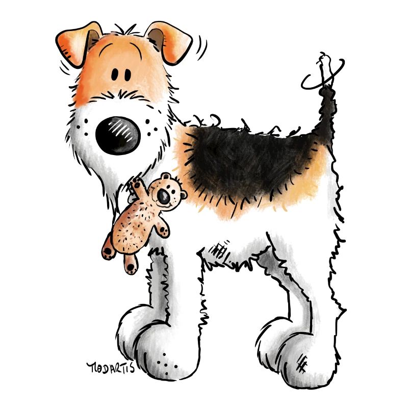 Foxterrier mit Teddy - Teddys - Plüschtier - Hund