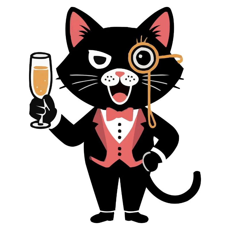 Chat élégant avec monocle et – Santé !