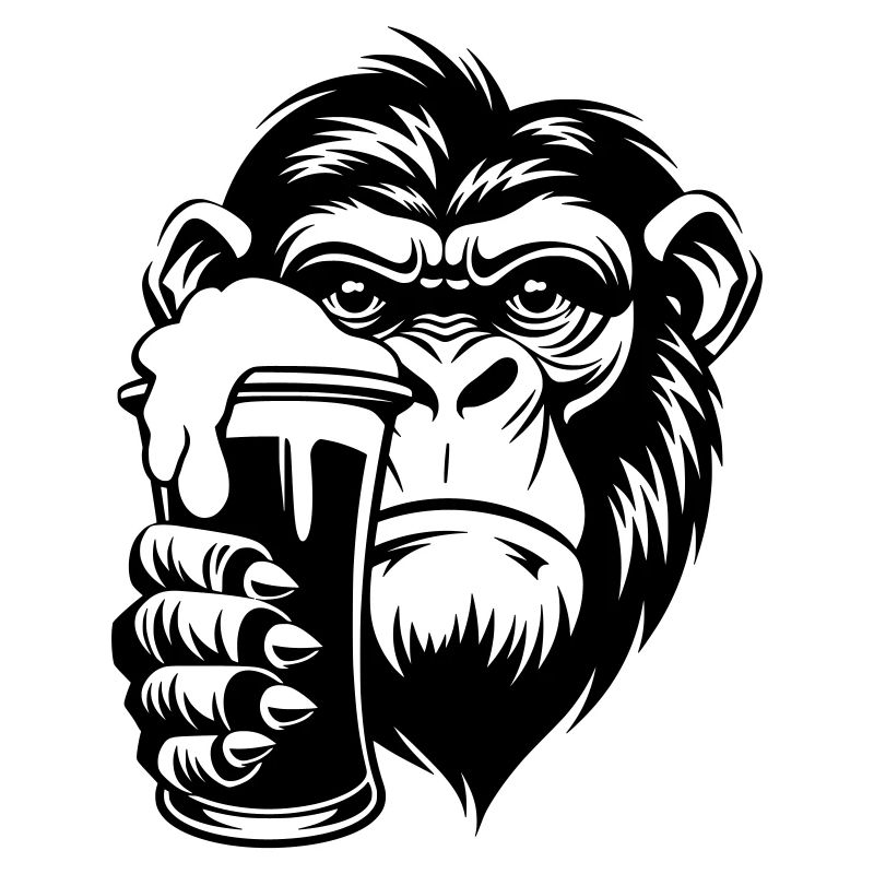 Singe tenant une boisson avec de la mousse