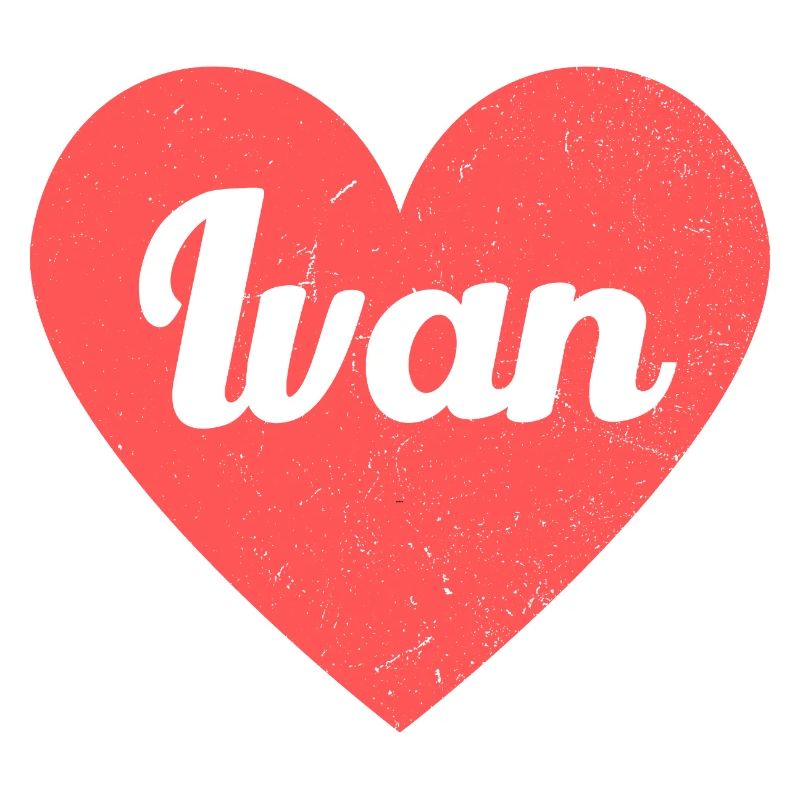 Ivan Name Red Heart Love Fan Retro