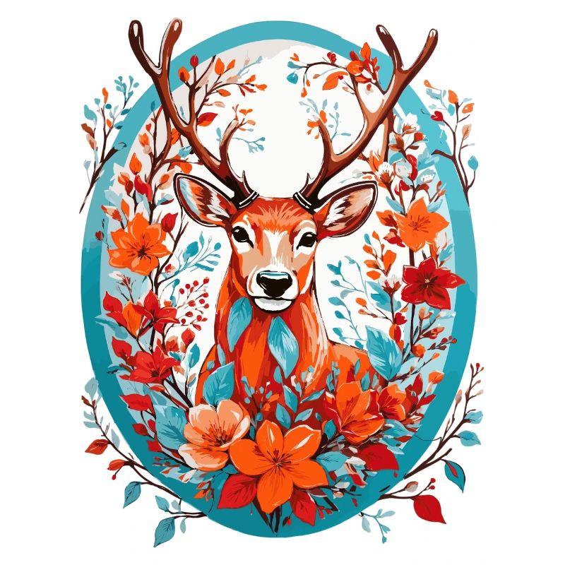 Cerf avec des fleurs
