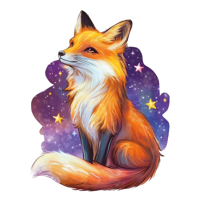 Fox and starry sky