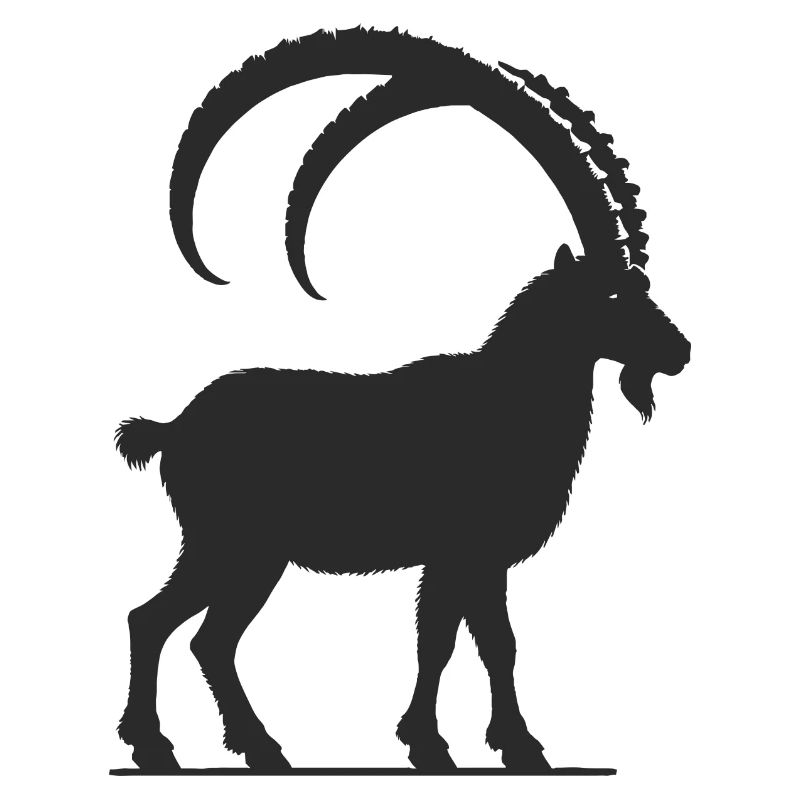 Majestätischer Steinbock – Silhouetten-Stil