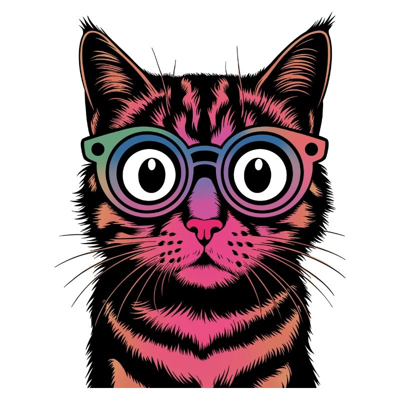 Rainbow Cat with Glasses
