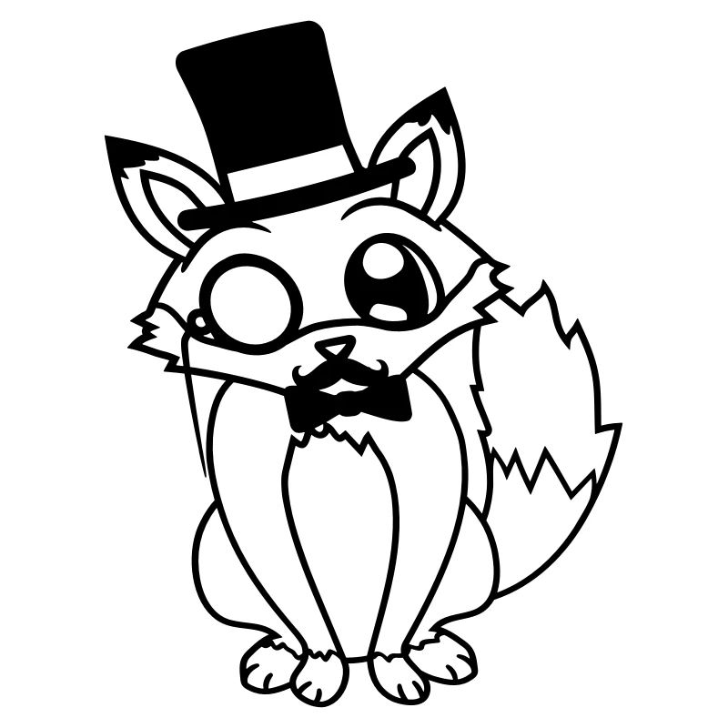 Fuchs Rotfuchs Sir Mr. Zylinder Hut Monokel Brille