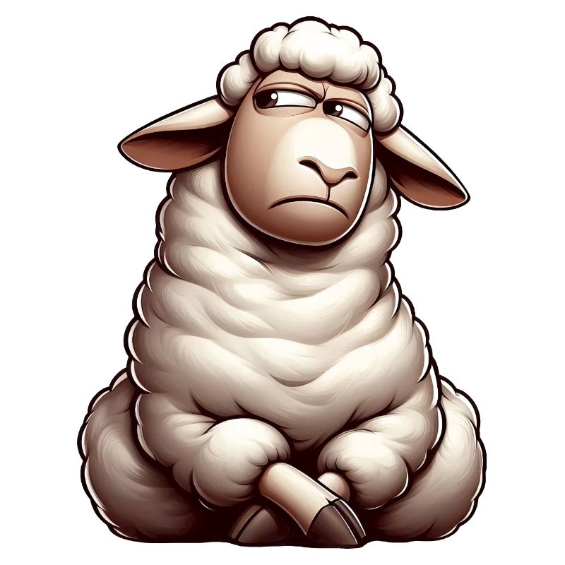 Skeptical Sheep Cartoon Comic Bull