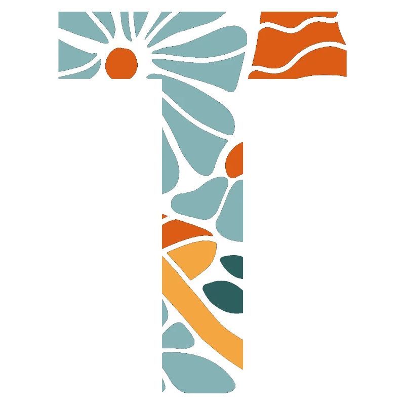 Buchstabe t Blumen groovy Geschenkidee