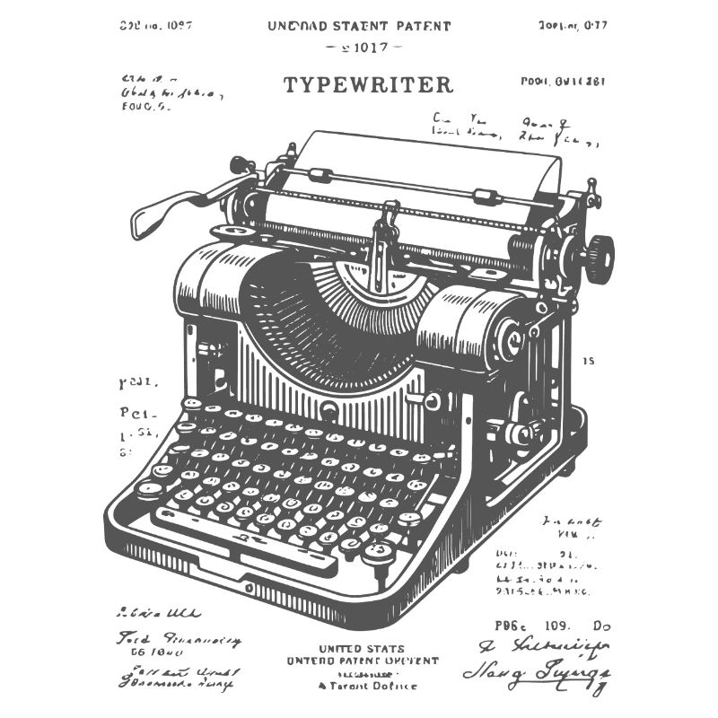 Antique Typewriter Blueprint