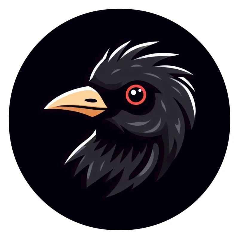 Cartoon Amsel Vogel schwarz mit rotem Auge