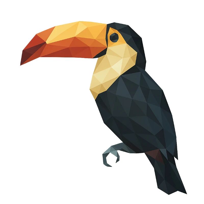 Low Poly Tukan – Geometrischer Tropenvogel