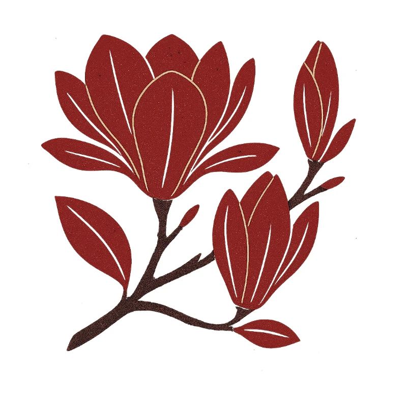 Red Magnolia Branch Pattern