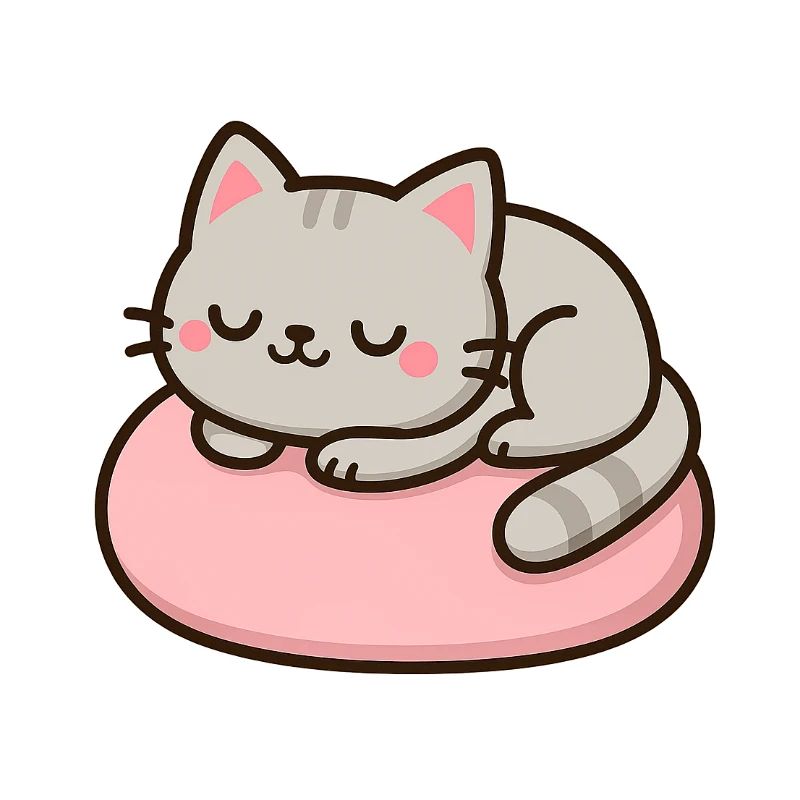Chat doux sur coussin rose