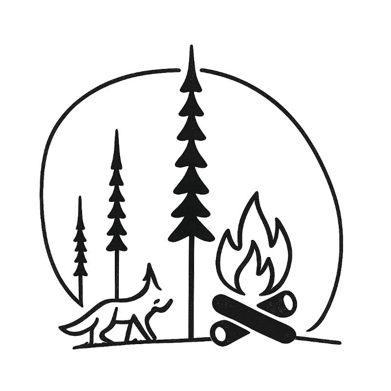 Campfire Forest Line Art Fans Gift Idea