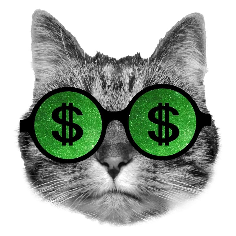 Lustige reiche Katze mit Dollarzeichenbrille