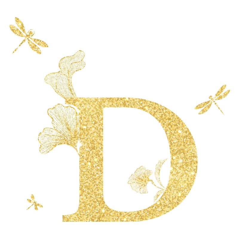 Buchstabe d Goldene Glitzerlibelle - Geschenkidee