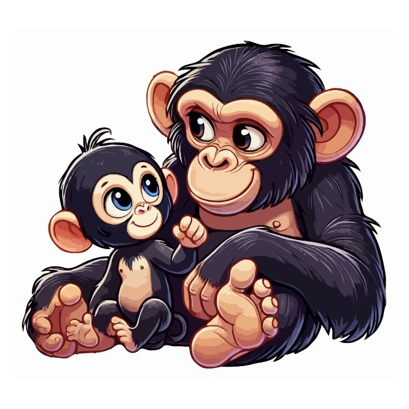 Mère chimpanzé avec enfant