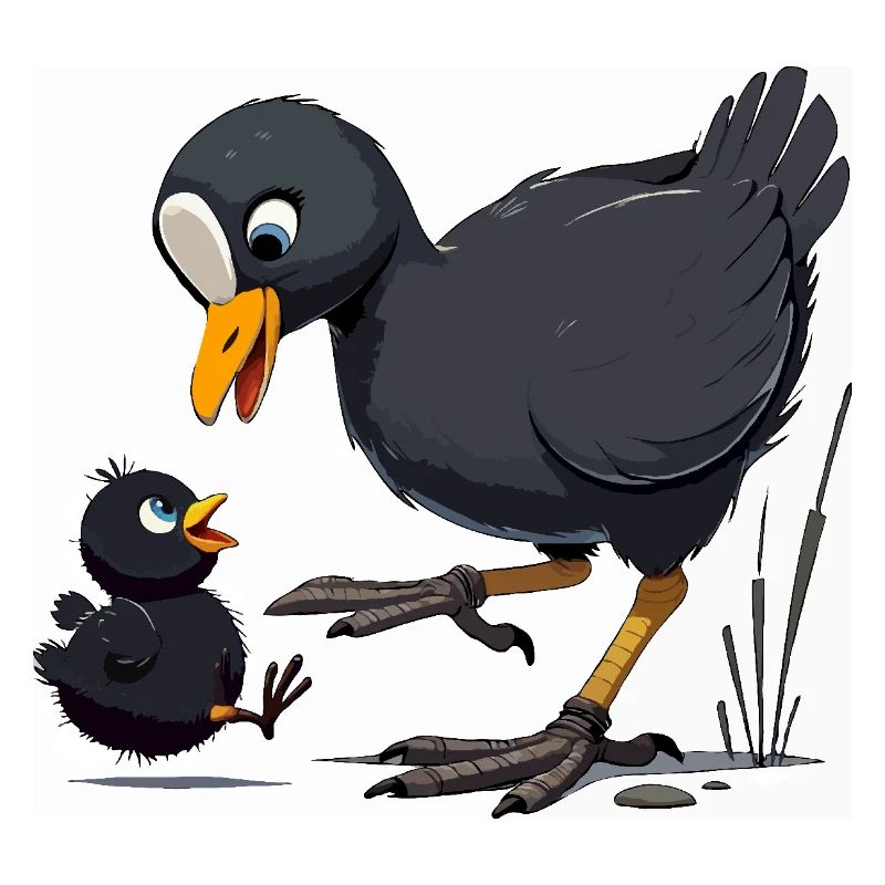 Coot with young