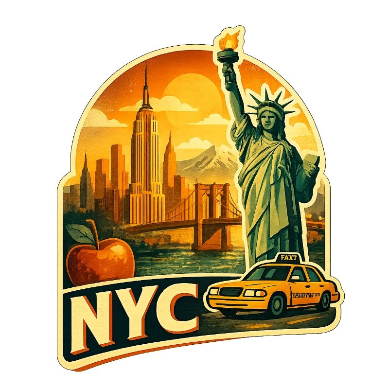 Retro NYC Skyline-Aufkleber