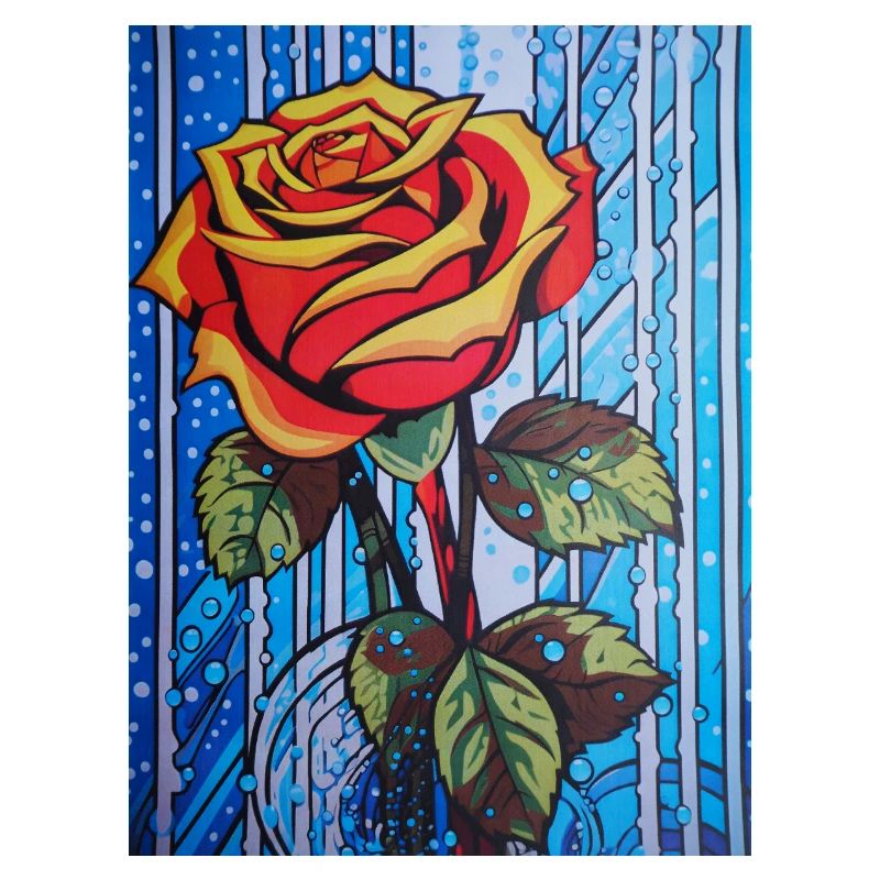 Pop Art Single Red Rose Graphically Stylized