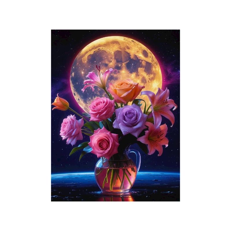 Floraison céleste sous la pleine lune
